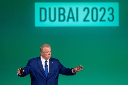 Al Gore speaks during the UN Climate Change Conference COP28, in Dubai
