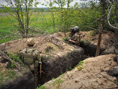 Members of the 1st company of the 63rd Infantry Brigade on the Liman front in the Donetsk region.