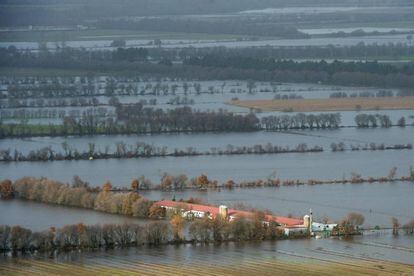 Flooded fields are pictured in Xinzo de Limia following heavy rains over northwestern Spain.