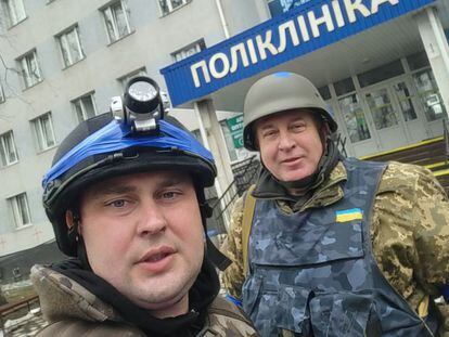 Dr. Anton Dovgopol, health chief of Irpin and Bucha, during the days of March 2022 when he participated in the military defense of the town.