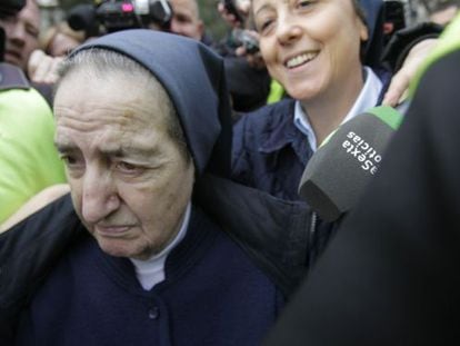 Sister Mar&iacute;a leaving court in April 2012.