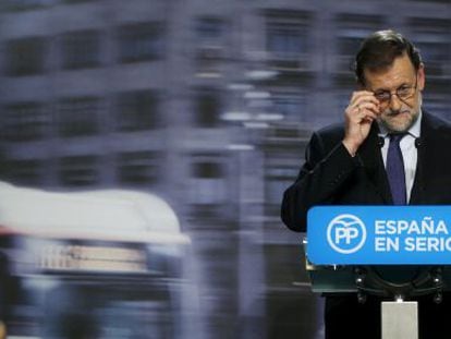 The winning candidate, Mariano Rajoy, appearing after the ballot on Sunday.