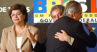 Dilma Rousseff, Lula da Silva and José Dirceu, in 2005.