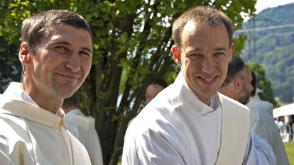 Didier Berthod (left), on the day he was ordained a priest. 