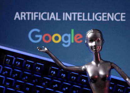 Google logo and AI Artificial Intelligence