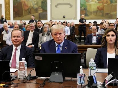 Donald Trump attends the trial of himself, his adult sons, the Trump Organization and others, at a Manhattan courthouse, in New York City, October 2, 2023.