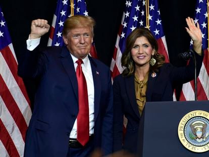 Donald Trump, with South Dakota Governor Kristi Noem, in an image from 2018.
