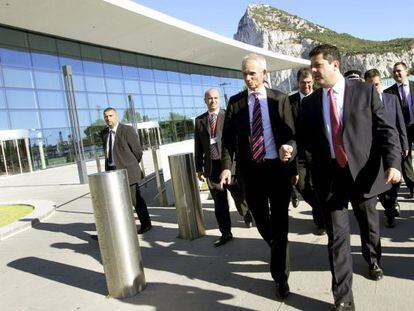 British Minister of State for Europe David Lidington (left) and Gibraltar Chief Minister Fabian Picardo in Gibraltar.