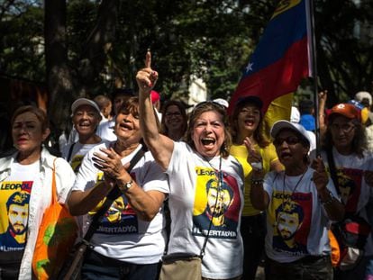 Venezuelans protesting against the government at a march in Caracas on Wednesday.