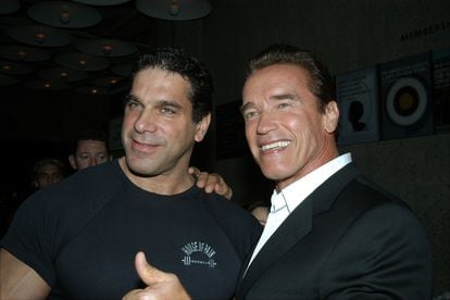 Lou Ferrigno with Arnold Schwarzenegger, the man he beat out for the role of the Hulk.