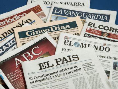 Thursday's front pages of various Spanish dailies.