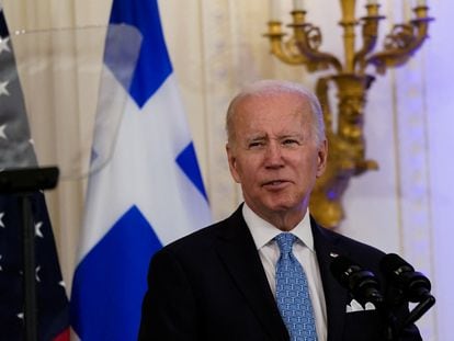 Joe Biden, this Monday at the White House at a reception for the Greek Prime Minister, Kiriakos Mitsotakis.