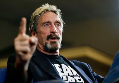 A 2015 file photo of internet security pioneer John McAfee.