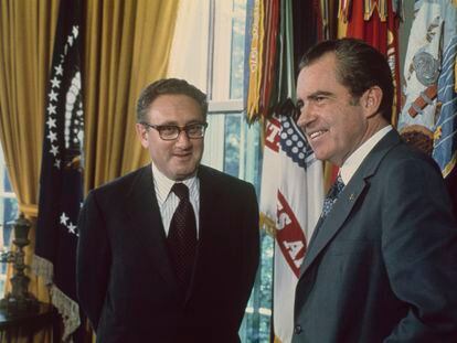 Henry Kissinger and Richard Nixon in the White House, 1973.