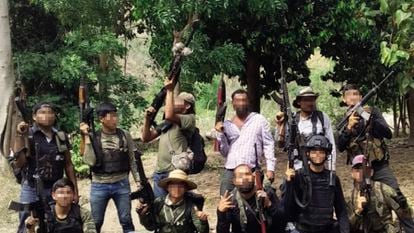 Members of the Sinaloa cartel in a photograph included in the book 'Sicario Warfare.'