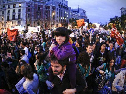 A protest against education cuts in Madrid on Thursday. 