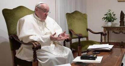 Pope Francis during the interview with EL PAÍS.