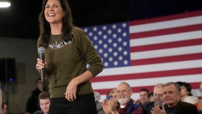 Republican presidential candidate, former ambassador to the United Nations Nikki Haley smiles during a campaign stop Monday, March 27, 2023, in Dover, New Hampshire.