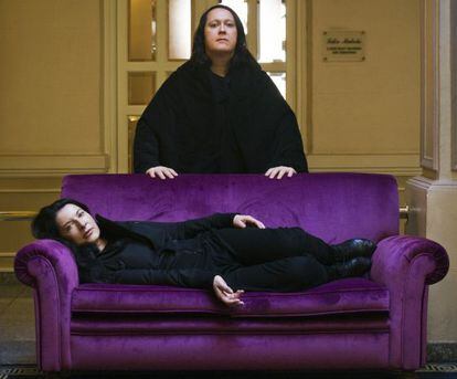 Antony Hegarty and Marina Abramovic, in the hotel where they are staying during their Teatro Real run. 