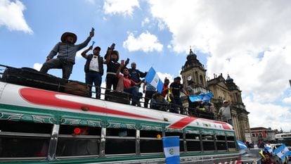 Indigenous authorities arrive in Guatemala City on Tuesday to support the protests demanding the resignation of the country's attorney general.