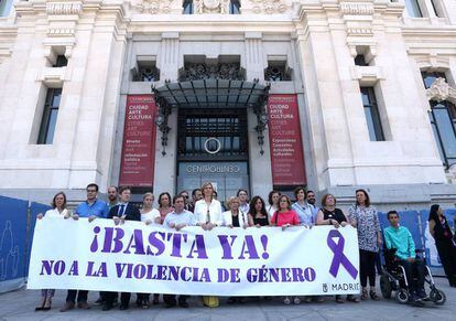 Madrid Mayor Manuela Carmena protests against gender violence.