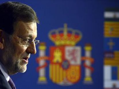 Spain&#039; s Prime Minister Mariano Rajoy speaks during a news conference at the end of an EU leaders summit discussing the EU&#039; s long- term budget at the European Union. 