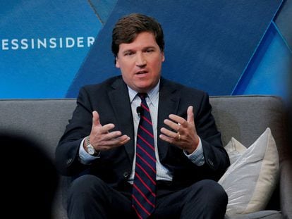 Fox personality Tucker Carlson speaks at the 2017 Business Insider Ignition: Future of Media conference in New York, U.S., November 30, 2017