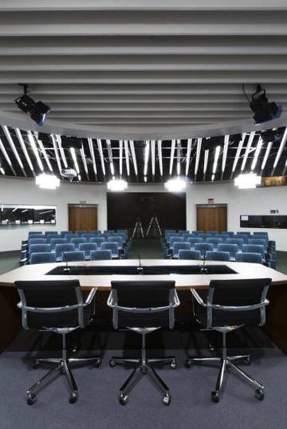 The conference room at the press center.