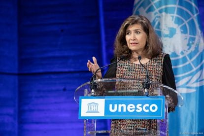 Gabriela Ramos – UNESCO’s deputy director-general for Social and Human Sciences – during the neurotechnology conference in Paris.