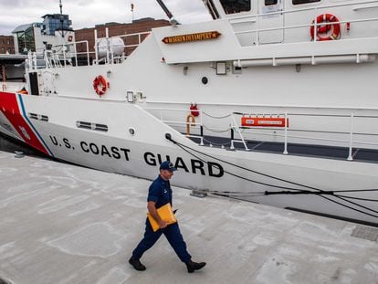 A U.S. Coast Guard vessel in Boston on Tuesday.