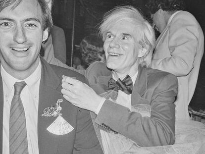 Andy Warhol with his partner, executive Jon Gould. 'The Andy Warhol Diaries'.
