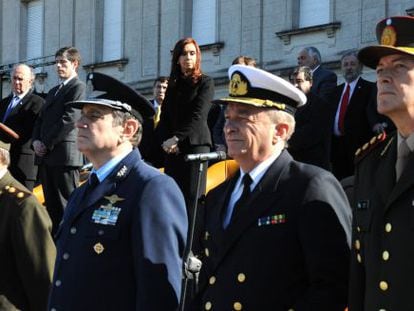 General C&eacute;sar Milani (far right) with other top members of the armed forces on July 3.