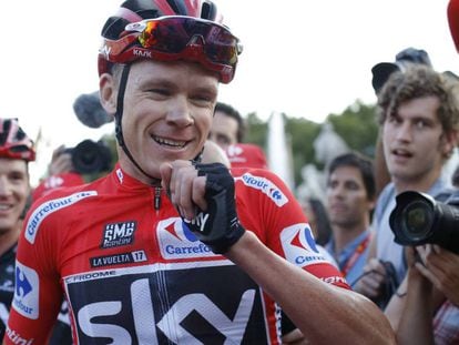 Chris Froome on his arrival in Madrid.