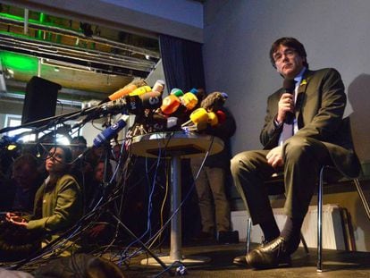 Carles Puigdemont is awaiting a decision on his extradition to Spain.