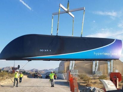 Prototype of the Hyperloop at a test site in Nevada.