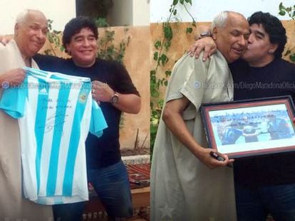 Maradona with former World Cup referee Ali Bennaceur.