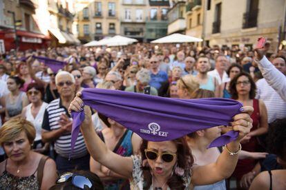 Protest in Pamplona against the release of “La Manada.”