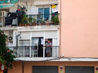 A resident of the Son Gotleu neighborhood in Palma de Mallorca on September 11.