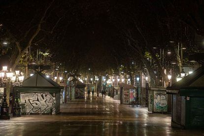 Barcelona's La Rambla boulevard, on Christmas Eve after the coronavirus curfew came into effect.
