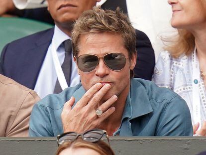 Brad Pitt at Wimbledon on July 16, 2023.