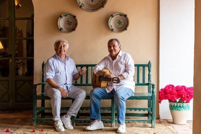 Los del Río pose in a villa in Utrera, in southern Spain, where they have assumed the role of Airbnb hosts.