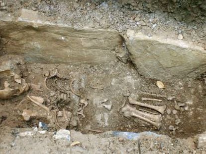 The 1000-year-old grave of a young child found in Cistierna, Castilla y León.