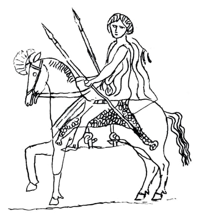 Reconstruction of the depiction of the Cástulo horseman.