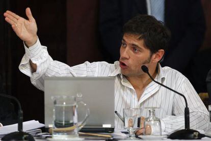 Axel Kicillof, deputy economy minister and controller of YPF gas and oil company, speaks at the Argentine Senate in Buenos Aires April 17.