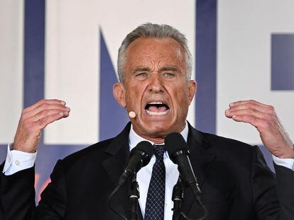 Robert F Kennedy Jr. announces his entry to the 2024 presidential race as an independent candidate in Philadelphia, Pennsylvania, U.S. October 9, 2023.