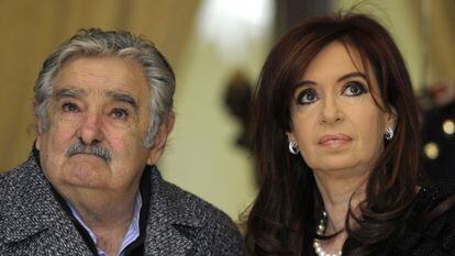 Uruguay&#039;s President Jose Mujica and Argentinean President Cristina Fernandez de Kirchner, pictured in Buenos Aires in August 2011.
