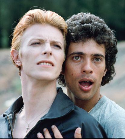 Composer and producer Geoff MacCormack met David Bowie as a grade school classmate, but their shared love of music made them an inseparable duo for life. Pictured here, the two in 1975.
