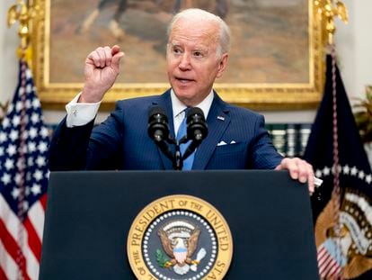 President Joe Biden speaks about the war in Ukraine on Thursday.