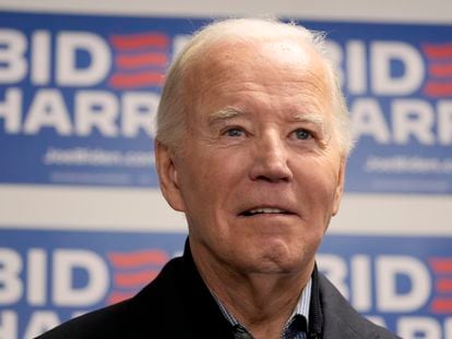 President Joe Biden waits to speak at the Biden campaign headquarters in Wilmington, Del., Saturday, Feb. 3, 2024. (AP Photo/Alex Brandon)