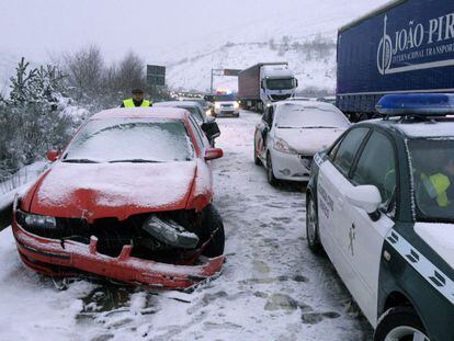 Accident caused by the snow in Galicia.